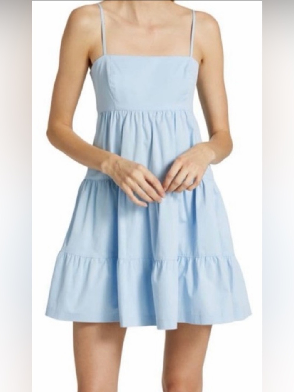 Cinq a Sept Gracie Dress Pastel Blue Tiered Spaghetti Strap Dress